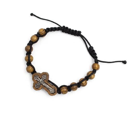 Kors armband i olivträ